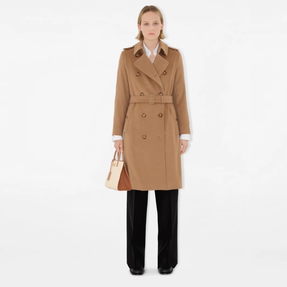 Like New Burberry 100% Cashmere Kensington long Coat US Size 0 (UK Size 2)